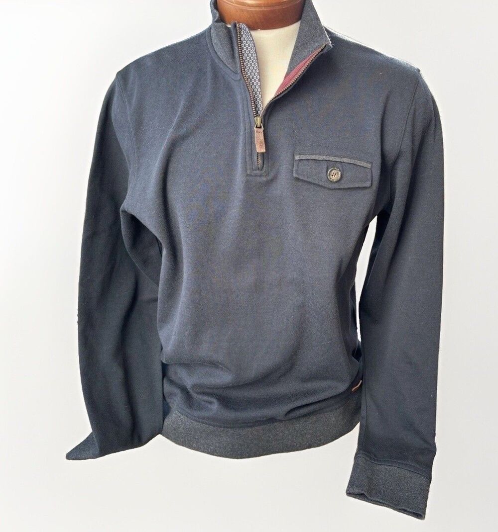 Ted Baker Mens Newbevy Navy Popover Sweater Size 5 US L Slim Fit